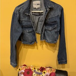 Fashion Nova Blue Denim Jacket Cropped